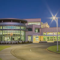 school lit up at night