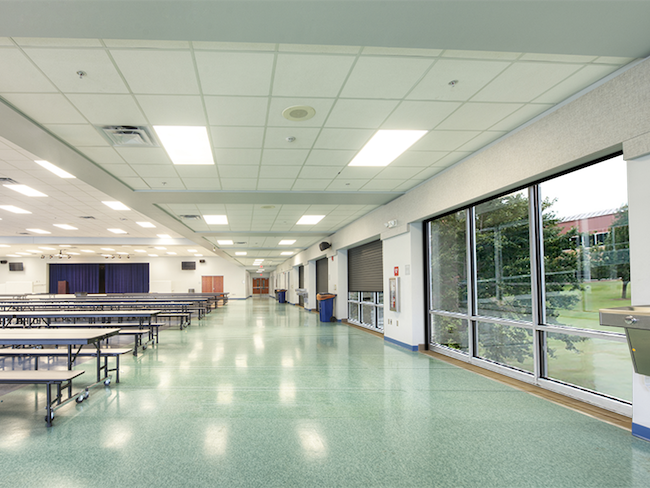 Rolling doors installed in cafeterias can keep schools safe during extreme weather. 